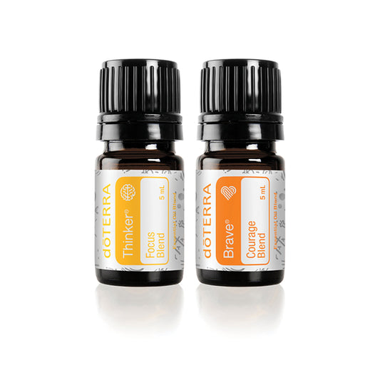 Emotional Wellbeing Pair – Thinker® & Brave® essential oil blends for kids, designed to support focus, clarity, and confidence daily.