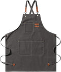 Men's Canvas Apron - Canvas Apron - 3 Pockets - Waterproof - Adjustable - Kitchen Apron for Men and Women - Apron for Barbecue, Restaurant, Garden, Carpenter - Easily Adjustable - Grey - 76 x 68 cm