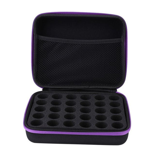 Essential Oils Carrying Case Holds, 30 Bottles 5ml, 10ml, 15ml Bottles Storage Organizer Bag Hard Shell EVA（Purple）