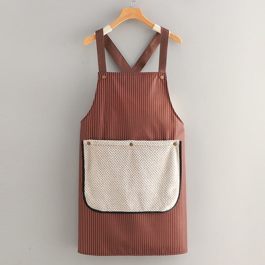 Apron - Kitchen Apron - Waterproof and Stain Resistant - Professional Cooking Apron - With Pockets and Removable Towels - Apron for Women and Men - Coffee Brown