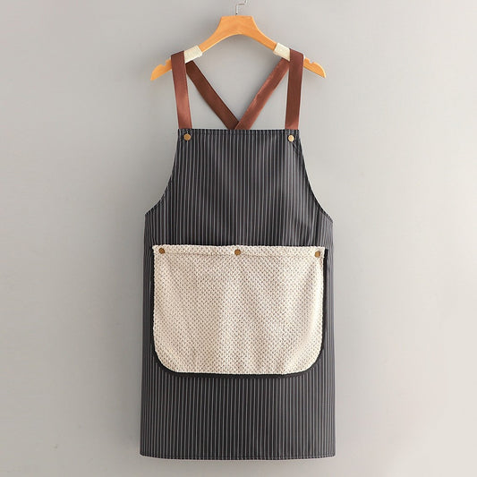 Apron - Kitchen Apron - Waterproof and Stain Resistant - Professional Cooking Apron - With Pockets and Removable Towels - Apron for Women and Men - Black