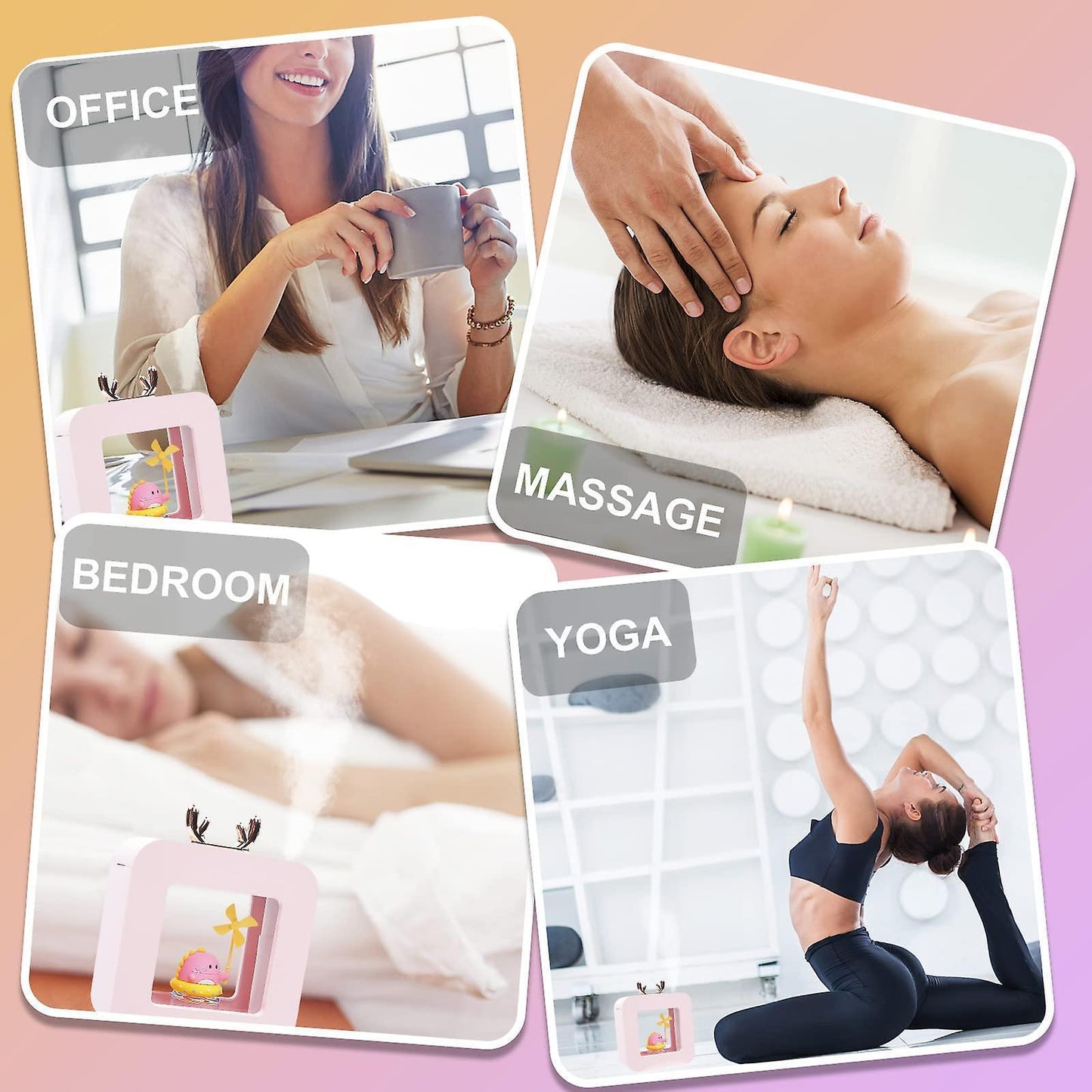 400ml Cool Mist Humidifier for Bedroom, Night Light Essential Oil Diffuser