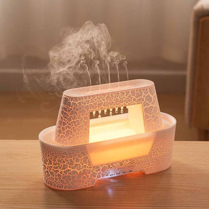 White 300ml Ultrasonic Aroma Diffuser with Cracked Light Design - Cool Mist Humidifier for Home and Office