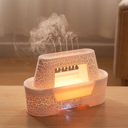 White 300ml Ultrasonic Aroma Diffuser with Cracked Light Design - Cool Mist Humidifier for Home and Office