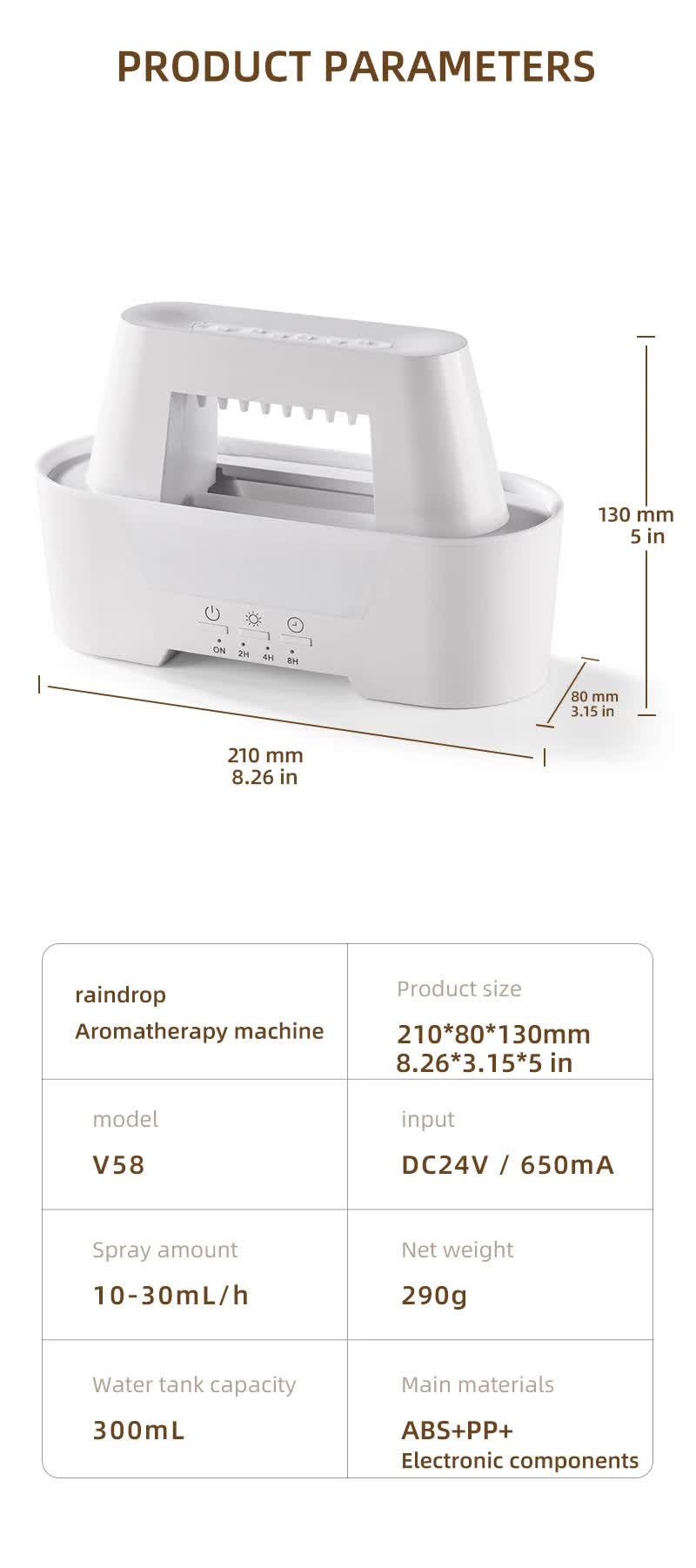 White 300ml Ultrasonic Aroma Diffuser with Cracked Light Design - Cool Mist Humidifier for Home and Office