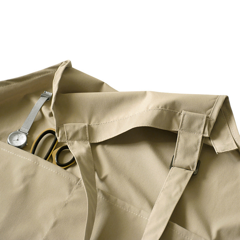Beige Waterproof & Oil-Proof Apron - Adjustable Kitchen Apron with Pockets