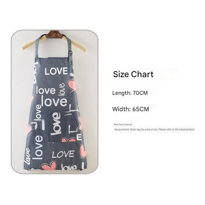 Chrysanthemum pattern Waterproof Kitchen Apron - Oil Resistant Fabric with Adjustable Neck Strap, Large Front Pocket, 70cm Length, for Cooking and Home Cleaning