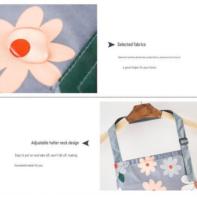 "LOVE" letter pattern Waterproof Kitchen Apron - Oil Resistant Fabric with Adjustable Neck Strap, Large Front Pocket, 70cm Length, for Cooking and Home Cleaning