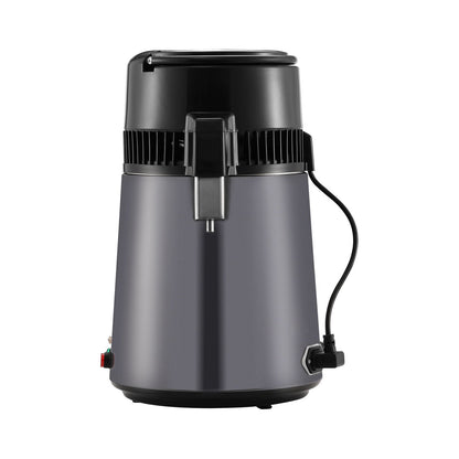 Water Distiller, 4L 1.05 Gallon Pure Water Purifier Filter For Home Countertop, 750W Distilled Water Maker, Stainless Steel Interior Distiller Water Making Machine to Make Clean Water, Gray